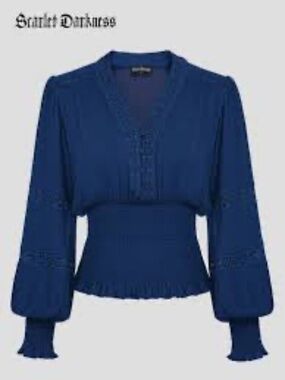 Smocked Waist Renaissance Cotton Peasant Top